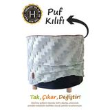 Yıkanabilir Puf Tabure Kılıfı Tak-Çıkar-Değiştir-Yenile Orta Sehpa Kılıfı By Zigzag Gri