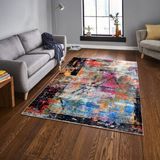 Yıkanabilir Sanatsal Boya Desenli Kaymaz Taban Dijital Baskı Halı - 80 x 300 cm - Renkli
