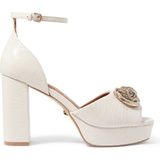 Yılan Derisi Desenli Platform Topuklu Ayakkabı - Off White