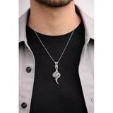Yılan Figürlü Metal Kolye Gümüş Renk 60 Cm Zincir Unisex
