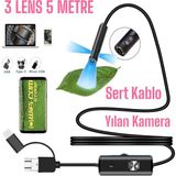Yılan Kamera 3 Lens 5 Metre Sert Kablo