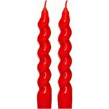 Yılbaşı 2li Twirl Glow Kırmızı Şamdan Mum Seti 18 Cm Kırmızı