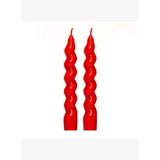 Yılbaşı 2li Twirl Glow Kırmızı Şamdan Mum Seti (18 cm)