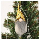 Yılbaşı Ağaç Dekor Süsü Gold Pullu Peluş Noel Baba Cüce 18 Cm