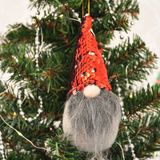 Yılbaşı Ağaç Dekor Süsü Kırmızı Pullu Peluş Noel Baba Cüce 18 Cm