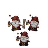 Yılbaşı Ağaç Süsü Cüce Noel Baba Ahşap Mdf 3lü Paket