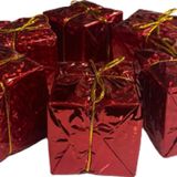 Yılbası Agac Susu Kırmızı Hedıye Paketı 6Lı 6 Cm