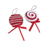 Yılbaşı Ağaç Süsü Kırmızı Sosyete Şekeri 15 Cm 2 Li