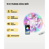 Yılbaşı Ağacı Şerit LED - 10 Metre- Telefondan Kontrol - Ses Duyarlı - RGB