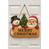 Yılbaşı Ahşap Kapı Süsü Noel Babalı Ahşap Kapı Yılbaşı Kapı Süsü Dış Mekan Süslem