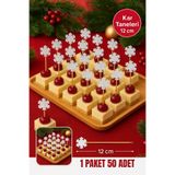 Yılbaşı Bambu Kar Taneli Kürdan 12 cm – Kokteyl, Kanepe, Pasta Süsleme 50’li Paket KLNT-KP-KRD-038