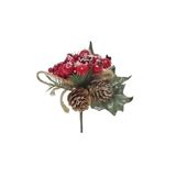 Yılbaşı Berry Kozalaklı Kırmızı Yapay Dal Çam Ağacı Süsü Dekoratif Askılı 19 cm