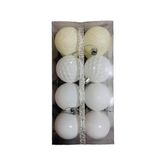 Yılbaşı Beyaz Top Ağaç Süsü 5 Cm Karma Set 16'lı