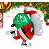 Yılbaşı Buz Pateni Yapan Noel Baba Hediye Çuvallı Folyo Balon 79X89 Cm