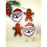 Yılbaşı Çam Ağacı Süsleri Kurabiye Adam Ve Noel Baba Set 2+2 Adet
