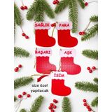 Yılbaşı Çam Ağacı Süsleri Yeni Yıl Çorap 4+1 Adet İsme Özel Noel Baba