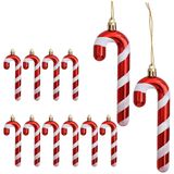 Yılbaşı Çam Ağacı Süsü Baston Şeker, 12 Adet Sevimli ve Renkli Tasarım, 12 Cm Uzunluğunda, Kırmızı-Beyaz Renkli, Ev Ofis Parti Noel Dekoru İçin Asılabilir 12'lı Baston Şeker Yılbaşı Çam Ağacı Süsü