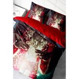 Yılbaşı Çift Kişilik Nevresim Lastikli Çarşaflı Pamuk Saten Noel Dreams Nevresim Takımı - Kırmızı - Standart