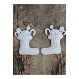 Yılbaşı Çorap 2 Parça Esnek Aplik No:HS39 Ahşap, Mobilya Yenileme, Mobilya Süsleme 6x5 cm