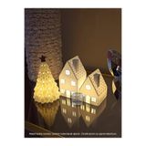 Yılbaşı Dekorasyon Led Mumlu 2 li Ev ve 12 cm Çam Ağacı Seti LED MUM DAHİLDİR PLASTİKTİR
