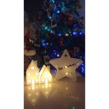 Yılbaşı Dekorasyon Led Mumlu 2 li Ev ve Geyikli Yıldız 3 lü Set 3 ADET LED MUM DAHİLDİR
