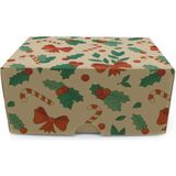 Yılbaşı Desenli E-Ticaret Kutusu 16X12X7.5 CM Geçmeli - 100 Adet