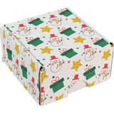 Yılbaşı Desenli Oluklu Geçmeli Beyaz E-Ticaret Kutusu 8X7X4 cm - 500 Adet
