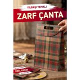 Yılbaşı Ekose Baskılı Zarf Model Karton Çanta 25 X 32,5X 4,5Cm 1 Adet ,yılbaşı Hediye Kutusu-T1538