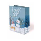 Yılbaşı Hediye Çantası, Kraft Poşet, Kardan Adam Karton Çanta 25x30cm Pakette 5 Adet Çok Renkli