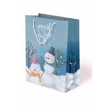 Yılbaşı Hediye Çantası, Kraft Poşet, Kardan Adam Karton Çanta 25x30cm Pakette 5 Adet