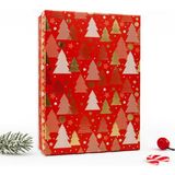 Yılbaşı Hediye Kutusu – 27X19X7 cm Kırmızı Noel Temalı Kapaklı Hediye Kutusu / Dayanıklı