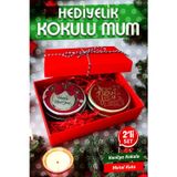 Yılbaşı Hediyelik Metal Kutu Kokulu Mum 2'li Set No:2 christmas gift candle-T1105