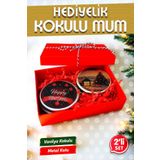 Yılbaşı Hediyelik Metal Kutu Kokulu Mum 2'li Set No:3 christmas gift candle-T1106