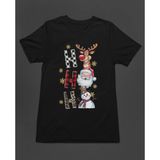 Yılbaşı Hoodie Ho Ho Ho Noel Geyik Santa Kardan Adam Baskılı Unisex Tişört T-Shirt - Siyah - XL