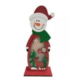 Yılbaşı Işıklı Ahşap Kardan Adam - Geyik Süs 20cm