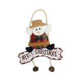 Yılbaşı Kapı Süsü Merry Christmas Kardan Adam Tekli Ekoseli Çanlı 22 Cm