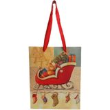 Yılbaşı Karton Çanta Simli Ayıcık 18cm X 23cm