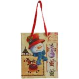 Yılbaşı Karton Çanta Simli Kardan Adam 18cm X 23cm