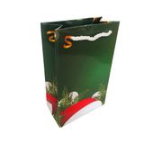 Yılbaşı Karton Çanta Yeşil Dal Temalı 11cm X 17cm - 1 Adet