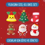 Yılbaşı Keçe El Yapımı Süsleme Seti, 6 Parça Noel Temalı Figürler, Çocuklar İçin Eğitici Dekorasyon, Çam Ağacı, Kardan Adam, Noel Baba