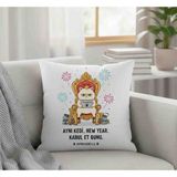 Yılbaşı Kedi Tasarımlı Saten Yastık Kılıfları – 40X40 cm (Iç Yastıksız) - 40 x 40 cm - Açık Bej