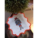 Yılbaşı kurşun asker nakış işlemeli kokteyl peçetesi 16x16cm