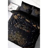 Yılbaşı (Lastikli Çarşaflı) Çift Kişilik Pamuk Saten Black Nevresim Takımı - Siyah - Gold - Standart