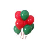 Yılbaşı Latex Balon Pastel Koyu Yeşil Kırmızı 50 Adet + 5 mt balon zinciri