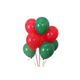Yılbaşı Latex Balon Pastel Koyu Yeşil Kırmızı 70 Adet + 5 mt balon zinciri