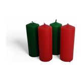 Yılbaşı Mum 4x9 cm 4 Adet - Kırmızı - Yeşil