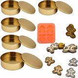 Yılbaşı Mum Yapım Seti Metal Mum Kabı Gold 5li Yılbaşı Kurabiye Adam Silikon Kalıp Mum Kalıbı