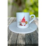 Yılbaşı Noel Baba Baskılı Türk Kahvesi Fincanı Kişiye Özel Model 4
