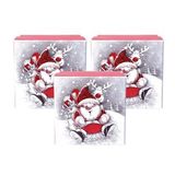 Yılbaşı Noel Baba ve Geyik Motifli Hediye Kutusu Büyük Set 3'lü