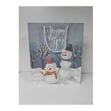 Yılbaşı Noel Kardan Adam Desenli Ipli Karton Çanta - 25X30X9 cm - 2 Adet - Ç039